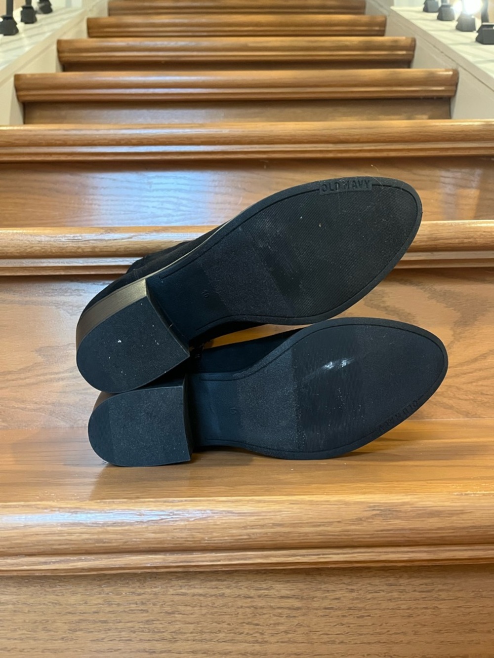 Old Navy Black Faux Suede Western Ankle Boots Women's Classic Block Heel - Picture 7 of 10